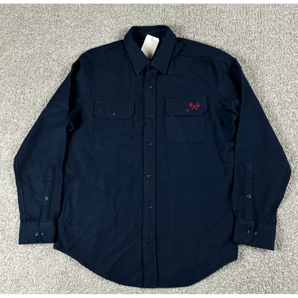 Orvis Shirt Mens Medium Blue‎ Flannel Button Up Heavyweight Shacket Classic Fit